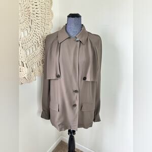 Michael Kors Collection Brown Cropped Silk Trench Coat Size 8